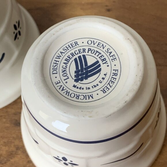 Longaberger Pottery Woven Traditions Blue Votive Cups 3" Set Of 2 - Picture 3 of 5